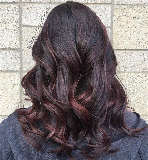 brownish burgundy hair color|burgundy highlights on black hair.